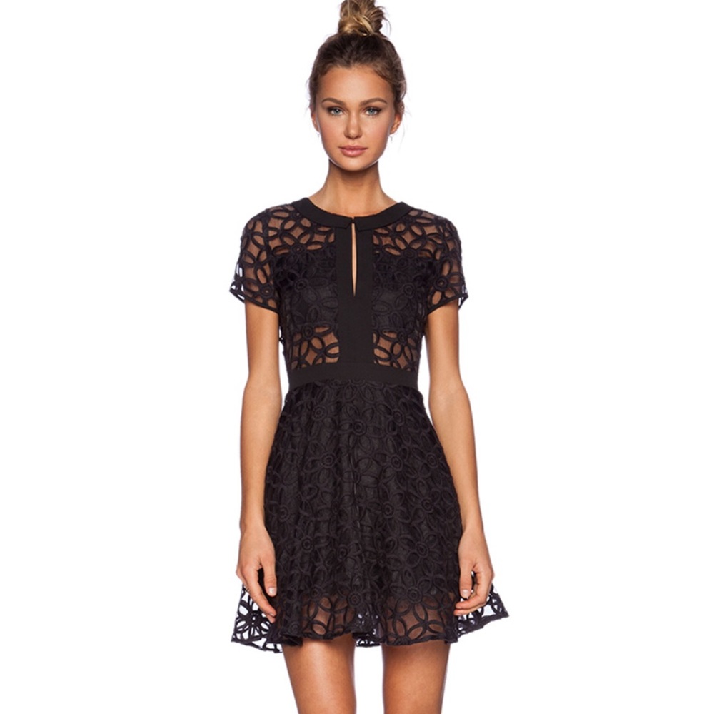NTW Lucca Couture Sheer Panel Dress in Black SM
